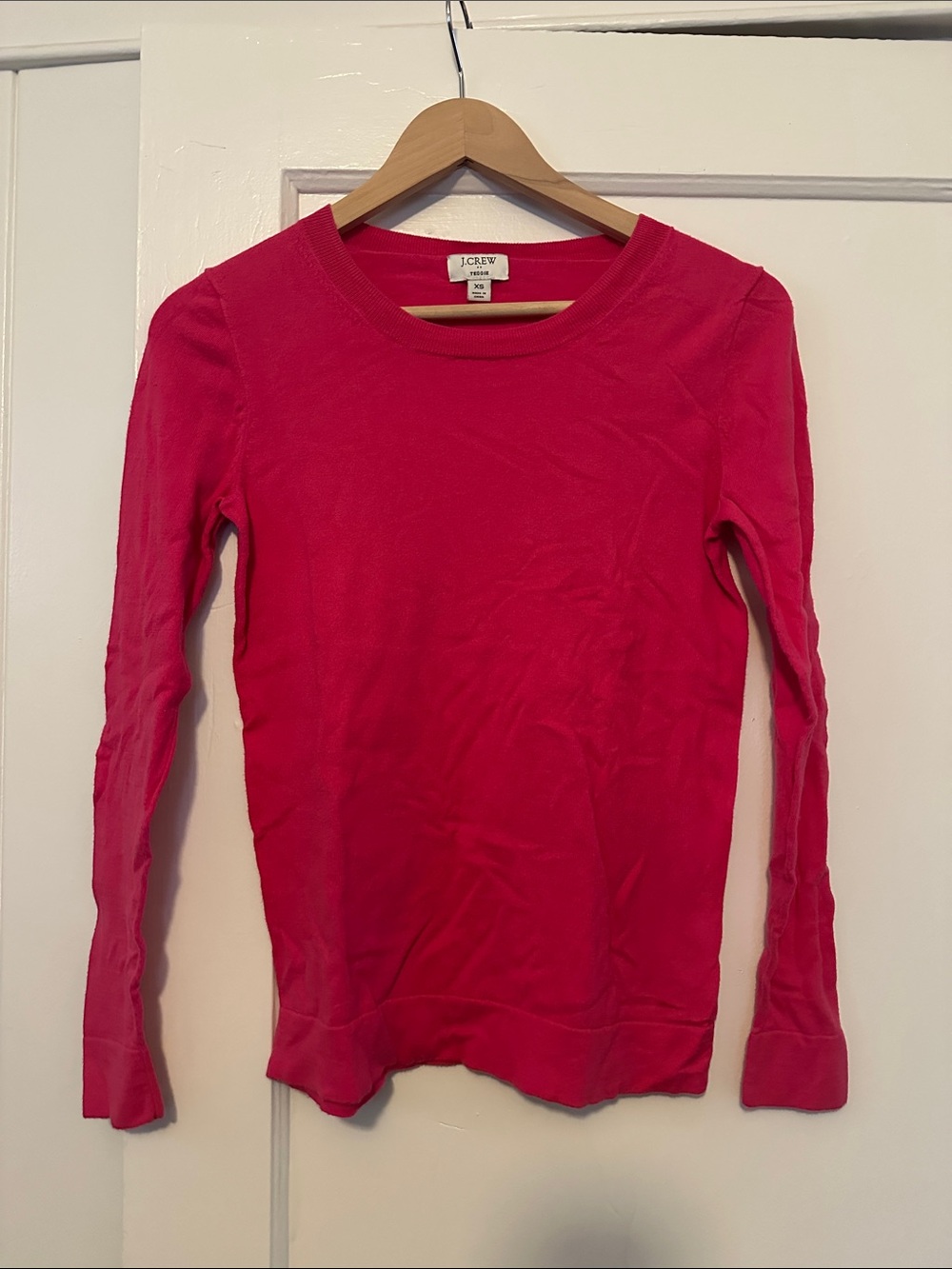 J. Crew Teddie Crewneck Sweater in Hot Pink